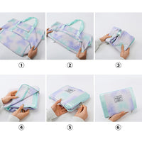 Trendy Gradient Duffle Bag Expandable Overnight Bag Foldable Carry On Bag with Dry Wet Separation Pocket Green