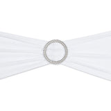 30PCS Elastic Chair Sashes Bows with Buckle Spandex Chair Bands for Weddings Parties Meetings White