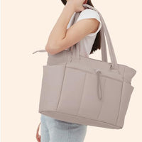 Women’s Handheld Tote Bag – With Cup Holder Compartment and Luggage Sleeve for Travel & Work Camel