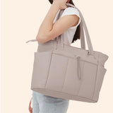 Women’s Handheld Tote Bag – With Cup Holder Compartment and Luggage Sleeve for Travel & Work Camel