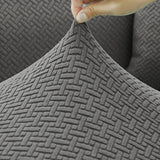 Elastic T-Shaped Jacquard Sofa Slipcover Full Cover for 1-4 Seater Gray
