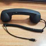 Handheld Retro  Wired Telephone Handset with Microphone for Smartphones PC Black