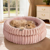 Donut Plush Pet Bed Soft Warm Nest for Cats Dogs Pink