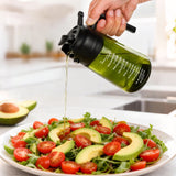 2Pcs Set 470ml Glass Oil Sprayers with Measurement Marks Dual Spray and Pour Mode Oil Dispensers Green