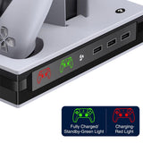 For PS5 Stand Cooling Fan with Dual Controller Charging Station White