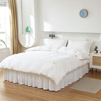 Wrap Around Bed Skirts Dust Ruffles Bed Skirt with Adjustable Elastic Belt White