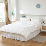 Wrap Around Bed Skirts Dust Ruffles Bed Skirt with Adjustable Elastic Belt White