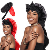 Double-Side Long Hair Bonnet for Sleeping Women Sleeping Cap with Tie Band Mixcolor