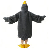Wearable Goose Blanket Hoodie Onesie Oversized Flannel Cozy Hooded with Sleeves for Teens Adult Gray