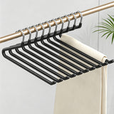 10 Pack Open Pant Hangers Space Saving Clothes Hangers with Non Slip Curved Ends for Jeans Trousers Skirts Scarves Towels Blankets Black
