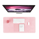 Large PU Leather Gaming Keyboard Mouse Pad Mat for Office Home Pink