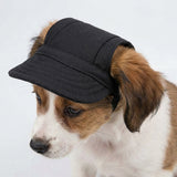 Pet Baseball Cap with Ear Holes Adjustable Strap for Dogs Cats Black