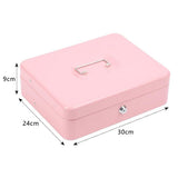 Locking Cash Box with Lock Money Box with Cash Tray Secure Box Pink