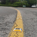 2 PCS Solar Deck Lights for Outdoor Roadway Driveway and Path Marking Yellow