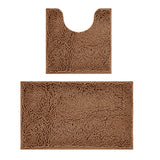 2 PCS Absorbent Bathroom Mat and U Shape Toilet Rug Set Khaki