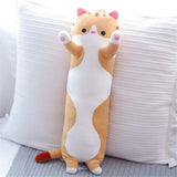 Cat Shape Long Throw Pillow Stuffed Cute Doll Cushion Orange