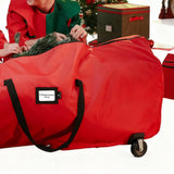 Rolling Christmas Tree Storage Bag Handy with Handle for Easy Carry Red
