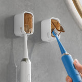 2PCS Wall-Mounted Toothbrush Holders with Cover Shower Tooth Brush Storage Coffee