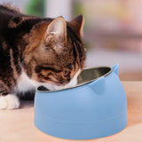 400ml Stainless Steel Tilted Pet Bowl – Non-Slip Raised Feeder for Cats & Dogs Blue