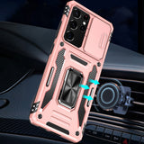 Heavy Duty Case with Ring Stand for Samsung Galaxy Phones Pink
