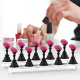 Set of 2Pcs Acrylic DIY Nail Art Practice Display Stand Magnetic Fake Nails Holder for Manicure Practices Black
