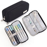 Soft Polyester Pencil Pouch with Multiple Pockets for Student Teen Black