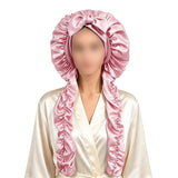 Double Layer Satin Bonnet for Long Hair Braids and Natural Hairstyles Pink