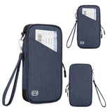 RFID Blocking Passport Holder Family Travel Card Organizer With Zipper Blue