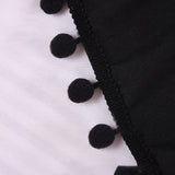 Pompom Fringe Bed Skirt Ruffle Valance Bed Wrap Valance Black