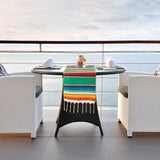 Mexican Serape Table Runner with Tassels for Party Wedding Outdoor Picnic Decor Multicolor Green