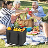 3Pcs Reusable Grocery Bag Non-Woven Shopping Tote Bag with Handles Black