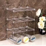 Stackable Clear Storage Rack for Wine Bottles & Cups Large