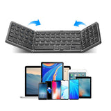 Foldable Bluetooth Keyboard Wireless Portable Keyboard Rechargeable for Laptop Tablet Smartphone Device Black