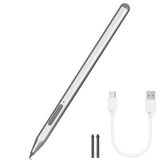 Rechargeable Stylus Pen Compatible With Microsoft Surface Pro 11 10 9 8 7 Go X Silver