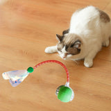 Interactive Cat Toy Moving Cat Ball with Dragonfly Tail Indoor Auto-Turn Cat Toy Green