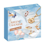 Christmas Advent Calendar Jewelry Set Earrings Rings Necklaces Keychains Blue
