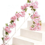 4PCS Sakura Vine Artificial Silk Hanging Garlands 2.3m for Wedding & Home Decoration Light Pink