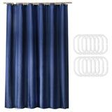 Extra Long Shower Curtain Waterproof Fabric With Hooks for Bathtub Bathroom Dark Blue