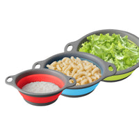 3Pcs Set Foldable Colanders for Vegetables Fruit Draining Baskets with Base Multicolor