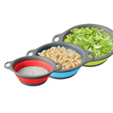 3Pcs Set Foldable Colanders for Vegetables Fruit Draining Baskets with Base Multicolor