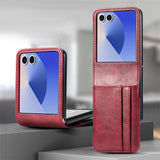 PU Wallet Card Holder Case Compatible With Samsung Galaxy Z Flip 6 7 8 with Stand Red