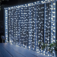 Solar Fairy Curtain Lights – Christmas Hanging String Lights for Window Backdrop  White