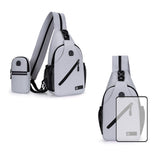Travel Crossbody Chest Bag for Men and Women Adjustable Sling Backpack Grey