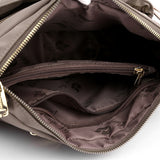 Multi-Pocket Crossbody Bag for Women Water Resistant Nylon Shoulder Messenger Bag Trendy Pocketbooks Gray