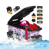 Vegetable Chopper with Container for Salad Prep Black