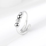 2Pcs Open Spinner Rings Rotating Adjustable Open Bands for Women Silver