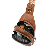 Women Crossbody Bag PU Leather Sling Bag Small Chest Bag Shoulder Pack Brown