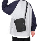 Men's Oxford Crossbody Shoulder Bag – Adjustable Strap Multi-Pocket Messenger Bag Black
