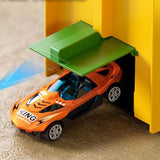 Dinosaur Truck Toy with 12 Alloy Cars Transforming Car Carrier Dinosaur with 145cm Dual Race Track Car Swallowing Transport Truck Toy Set Green