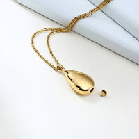 Stainless Steel Teardrop Cremation Pendant – Keepsake Memorial Necklace Gold